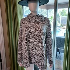 Croft & Barrow Black and White Cowl Neck Knit Top.